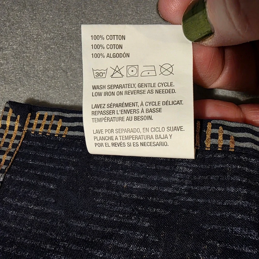 Crate & Barrel 4pc‎ Orazi Navy Cotton Napkin Set Geometric Print Dinner Table